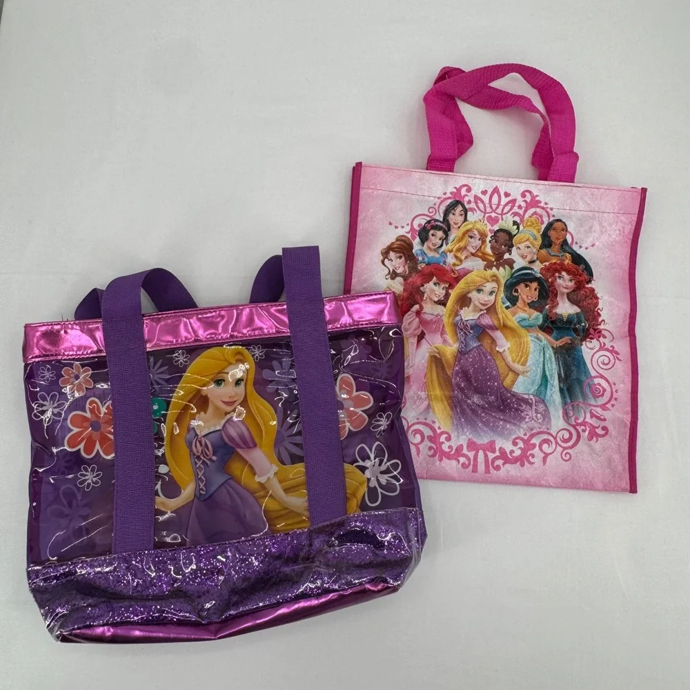 Vintage Disney Store Rapunzel Purple Glitter Swim Tote & Princess Reusable Bag